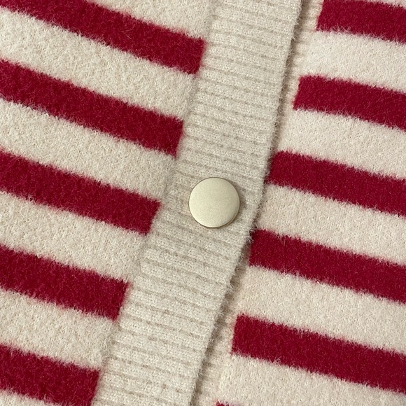 Anthropologie x NVLT Red & Cream Classic Striped Cardigan gold buttons, size XS - Picture 5 of 12